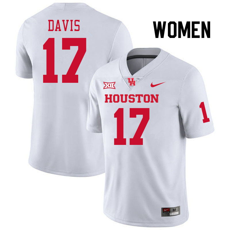 Women #17 Kriston Davis Houston Cougars College Football Jerseys Stitched-White